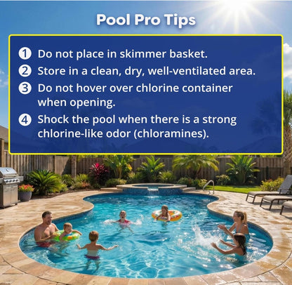 3 Inch Stabilized Chlorine Tablets for Sanitizing Swimming Pools - Slow Dissolving - 90% Available Chlorine - Tri-Chlor - 50 Pounds - Smart Eagle Aqua Solutions