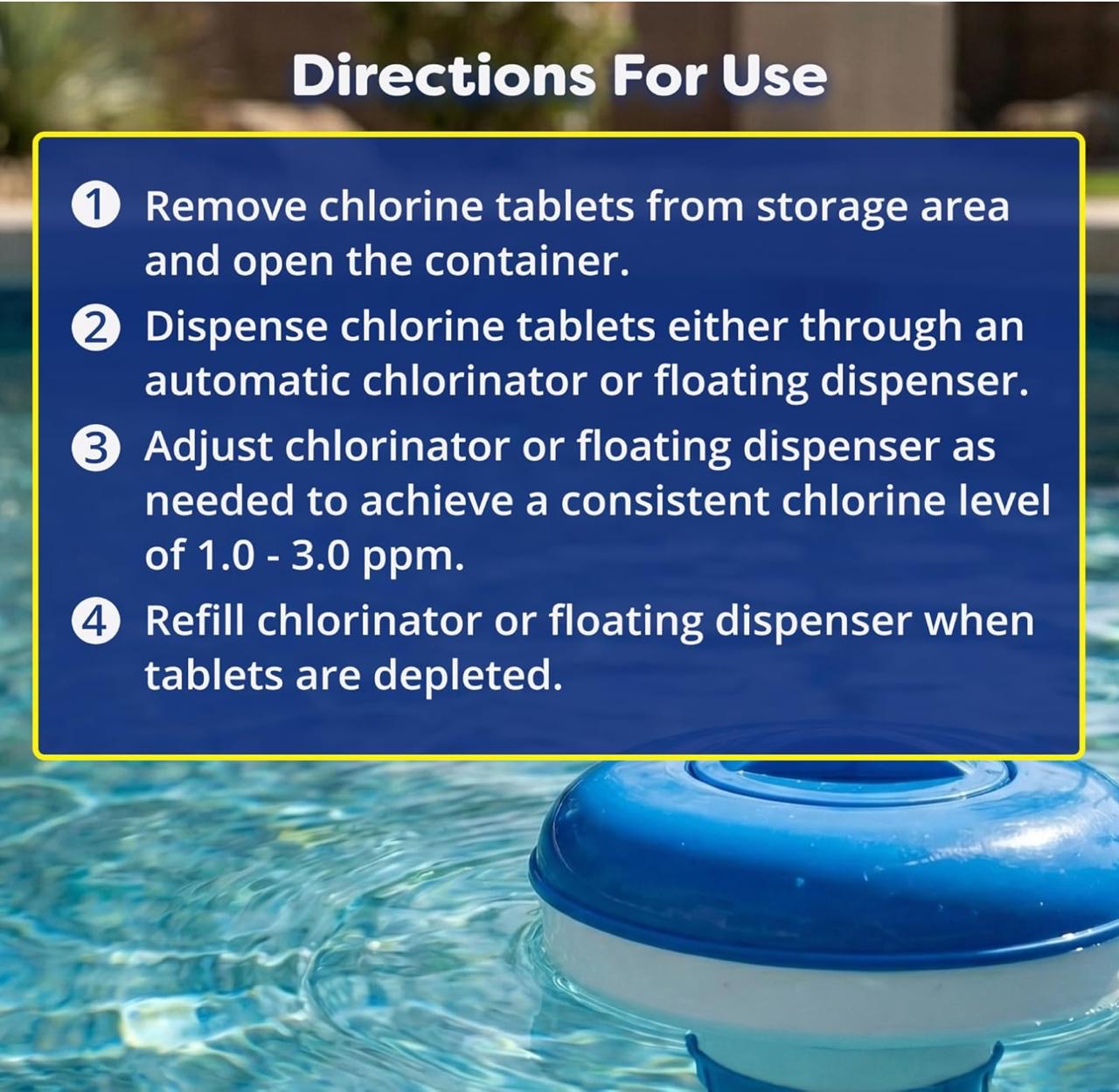 3 Inch Stabilized Chlorine Tablets for Sanitizing Swimming Pools - Slow Dissolving - 90% Available Chlorine - Tri-Chlor - 50 Pounds - Smart Eagle Aqua Solutions