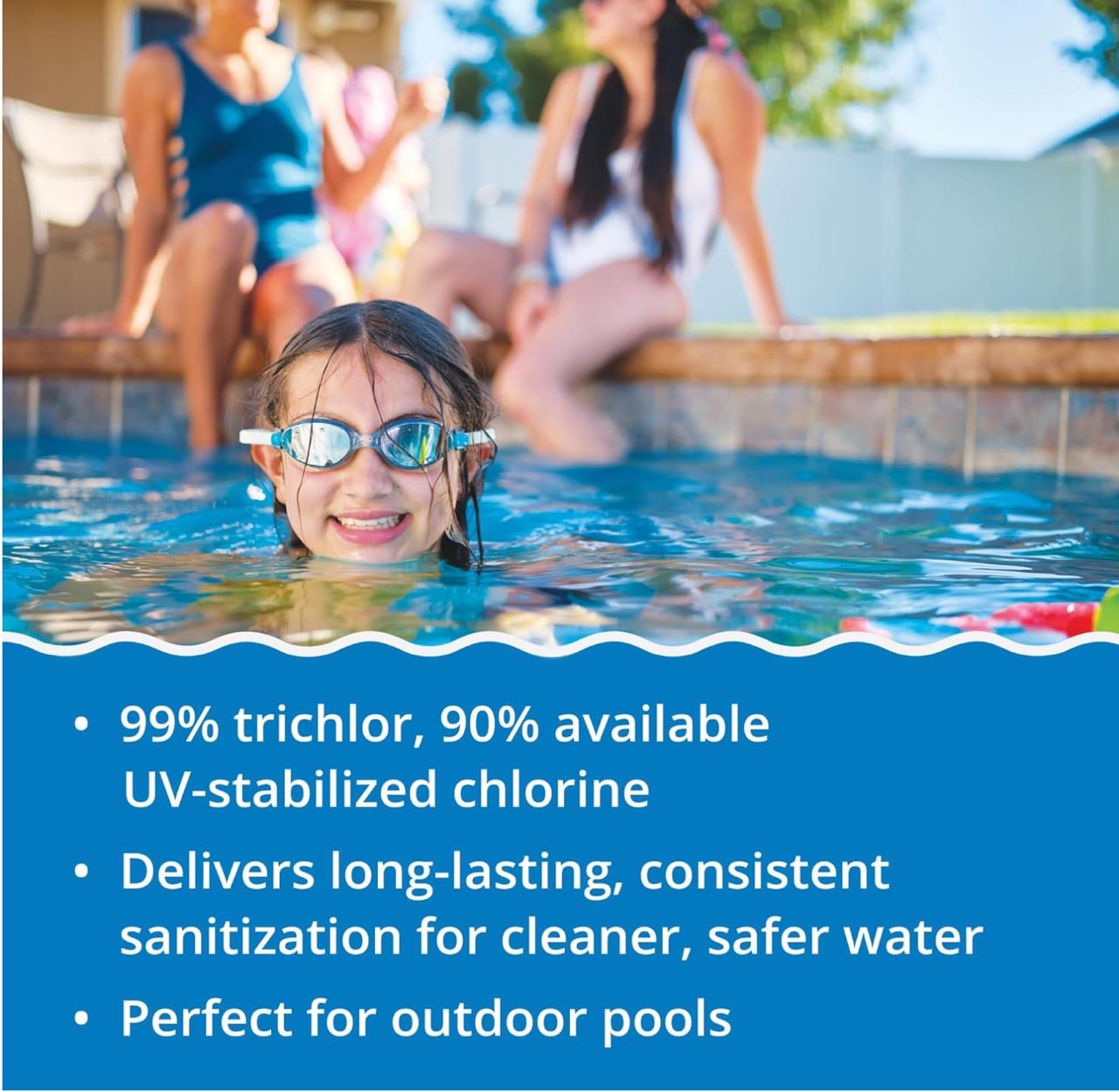 3 Inch Stabilized Chlorine Tablets for Sanitizing Swimming Pools - Slow Dissolving - 90% Available Chlorine - Tri-Chlor - 50 Pounds - Smart Eagle Aqua Solutions