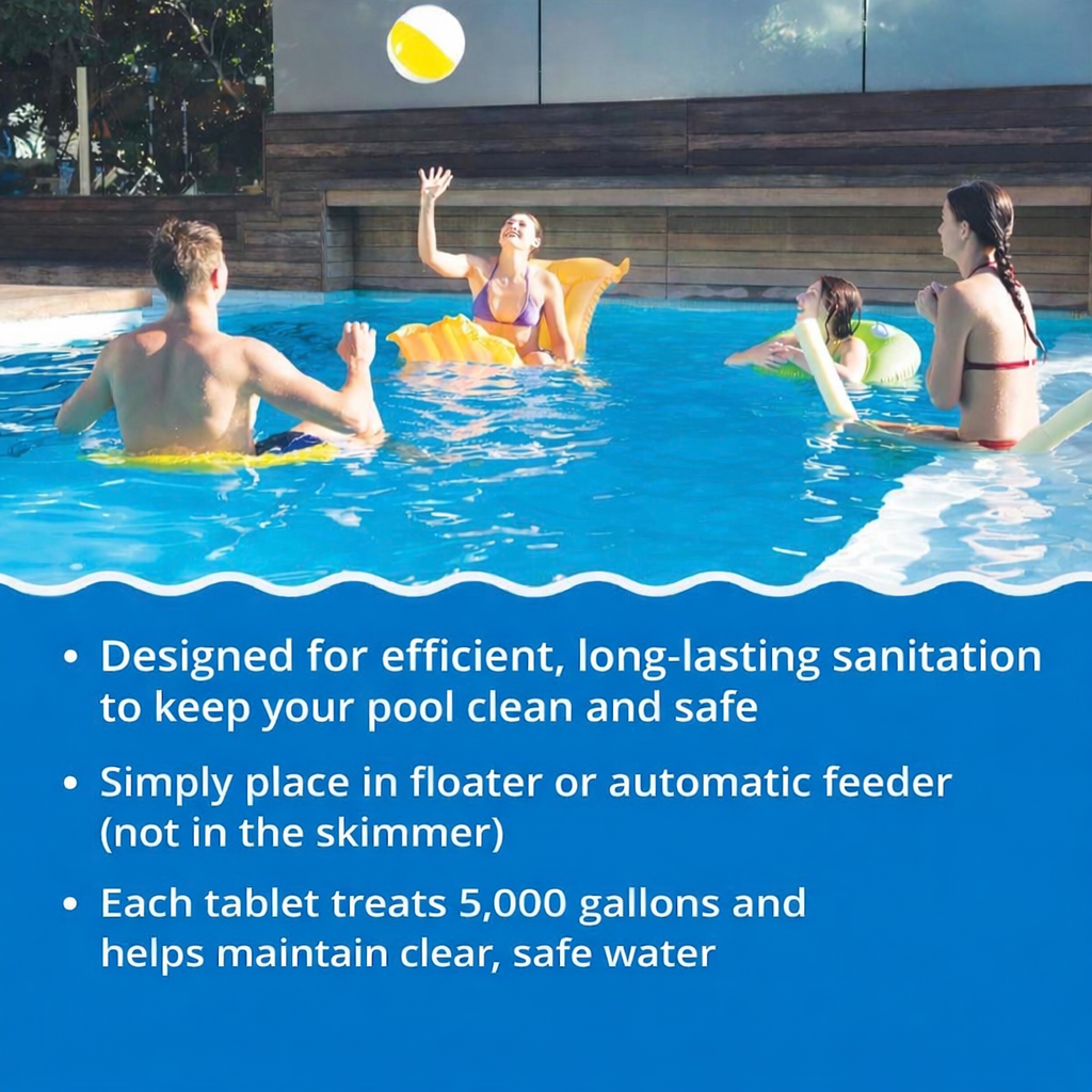 3 Inch Stabilized Chlorine Tablets for Sanitizing Swimming Pools - Slow Dissolving - 90% Available Chlorine - Tri-Chlor - 50 Pounds - Smart Eagle Aqua Solutions