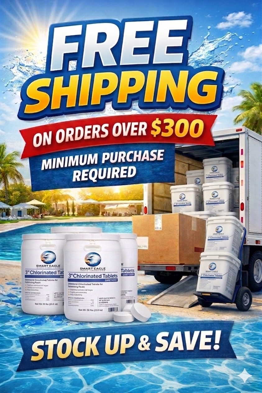 3 Inch Stabilized Chlorine Tablets for Sanitizing Swimming Pools - Slow Dissolving - 90% Available Chlorine - Tri-Chlor - 50 Pounds - Smart Eagle Aqua Solutions